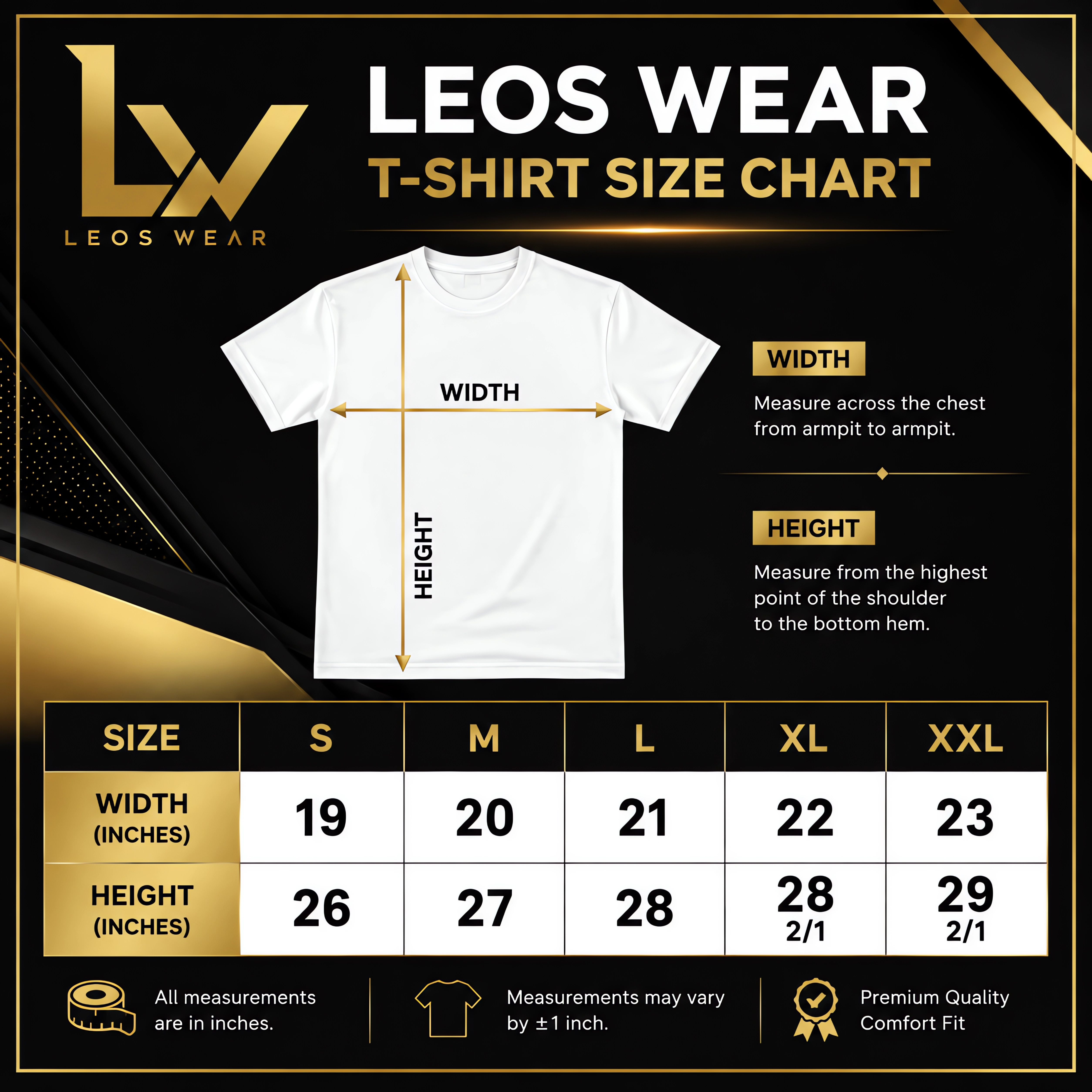 Leos Wear Size Chart