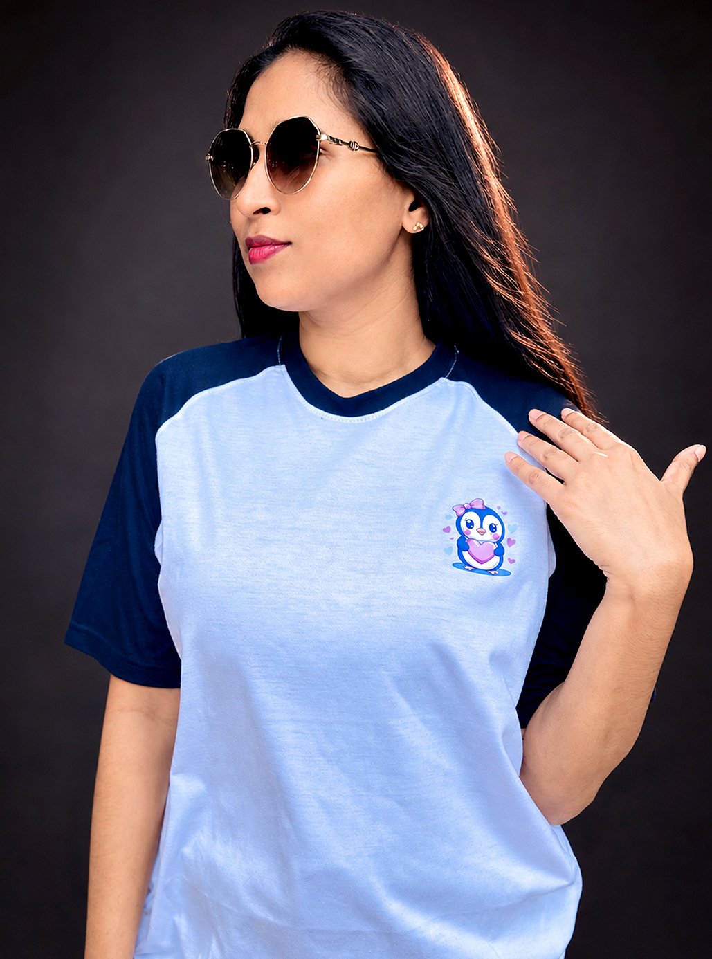 Raglan Black & White Mini Mini Print Tshirts 👚 by Leos Wear