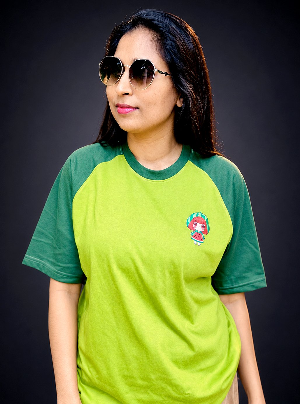 Raglan Apple & Army Green Mini Mini Print Tshirts 👚 by Leos Wear