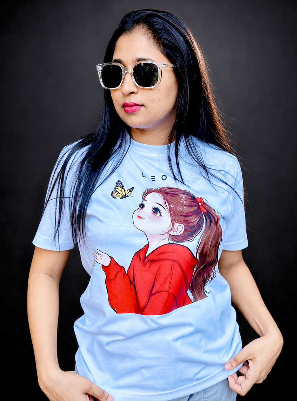 White Red Girl A3 Size Printed T-shirts 🧥 by Leos Wear
