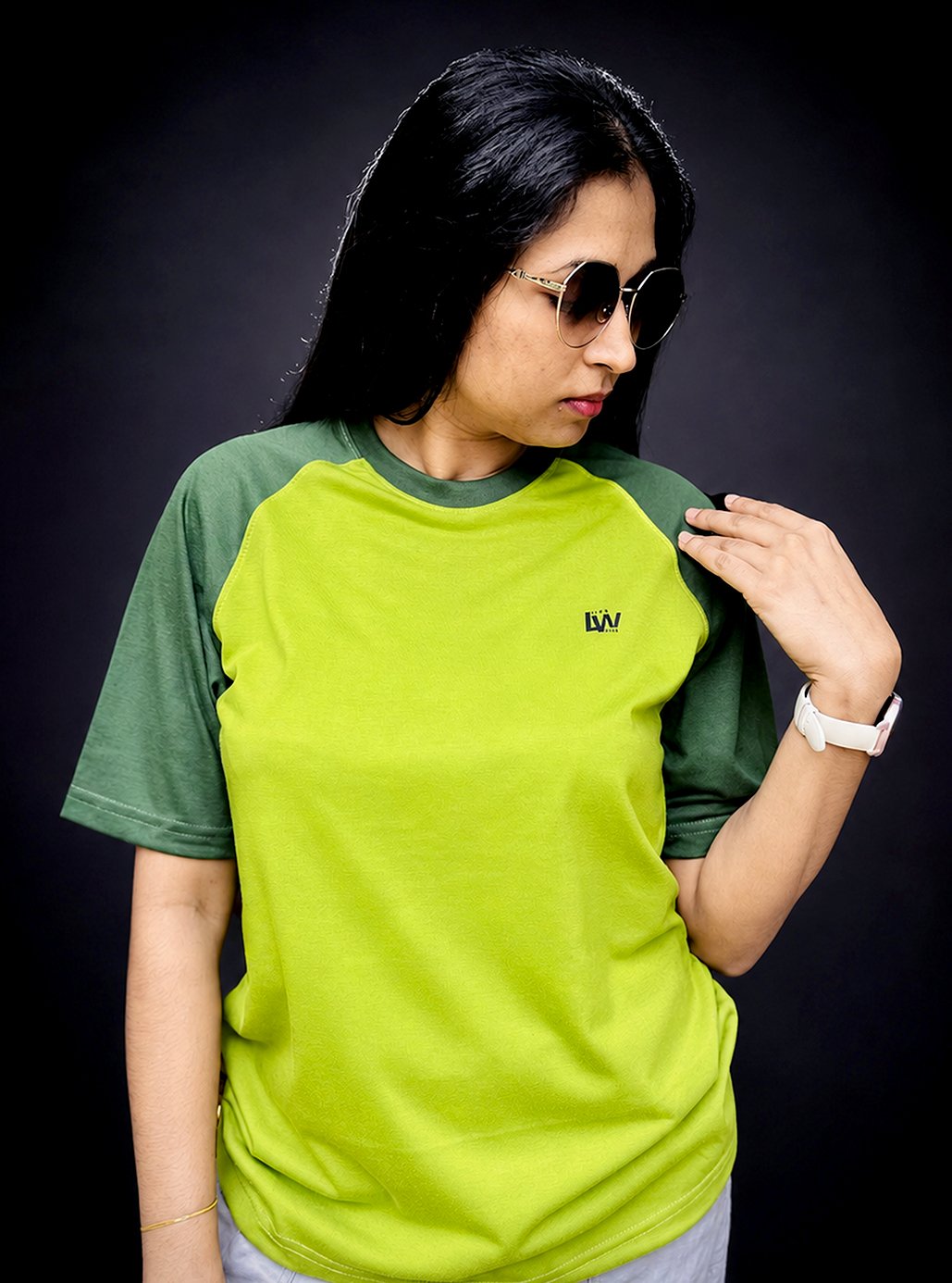 Raglan Apple & Army Green Plain T-Shirt by Leos Wear