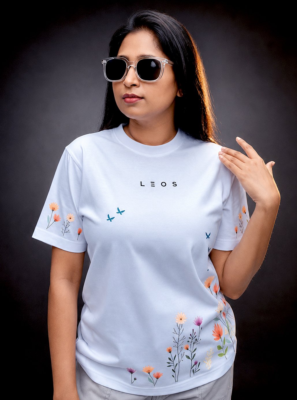 White Floral A4 Size Printed Tshirts 💗 by Leos Wear