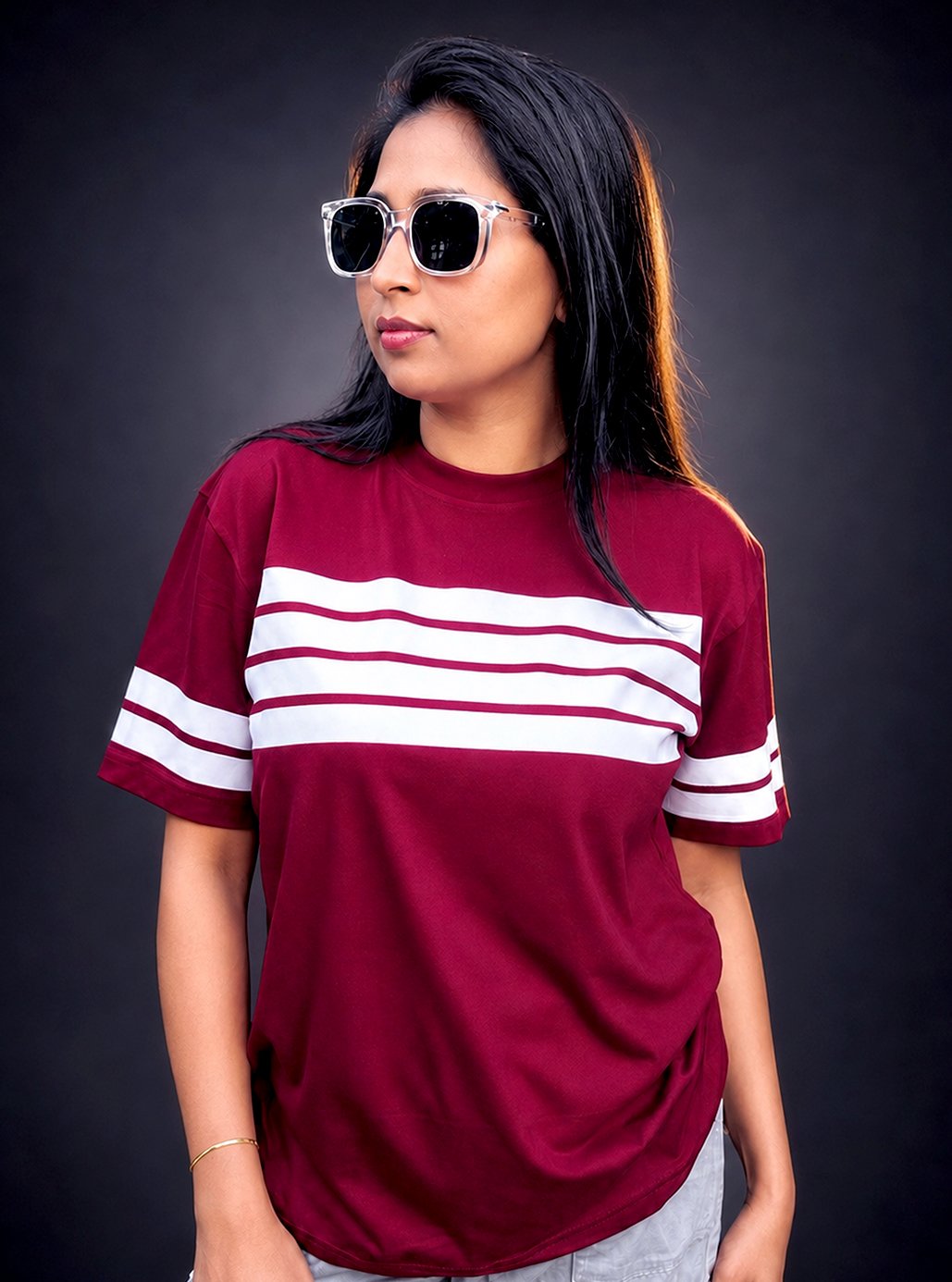 Line Maroon A3 Size Printed T-shirts 🧥 by Leos Wear