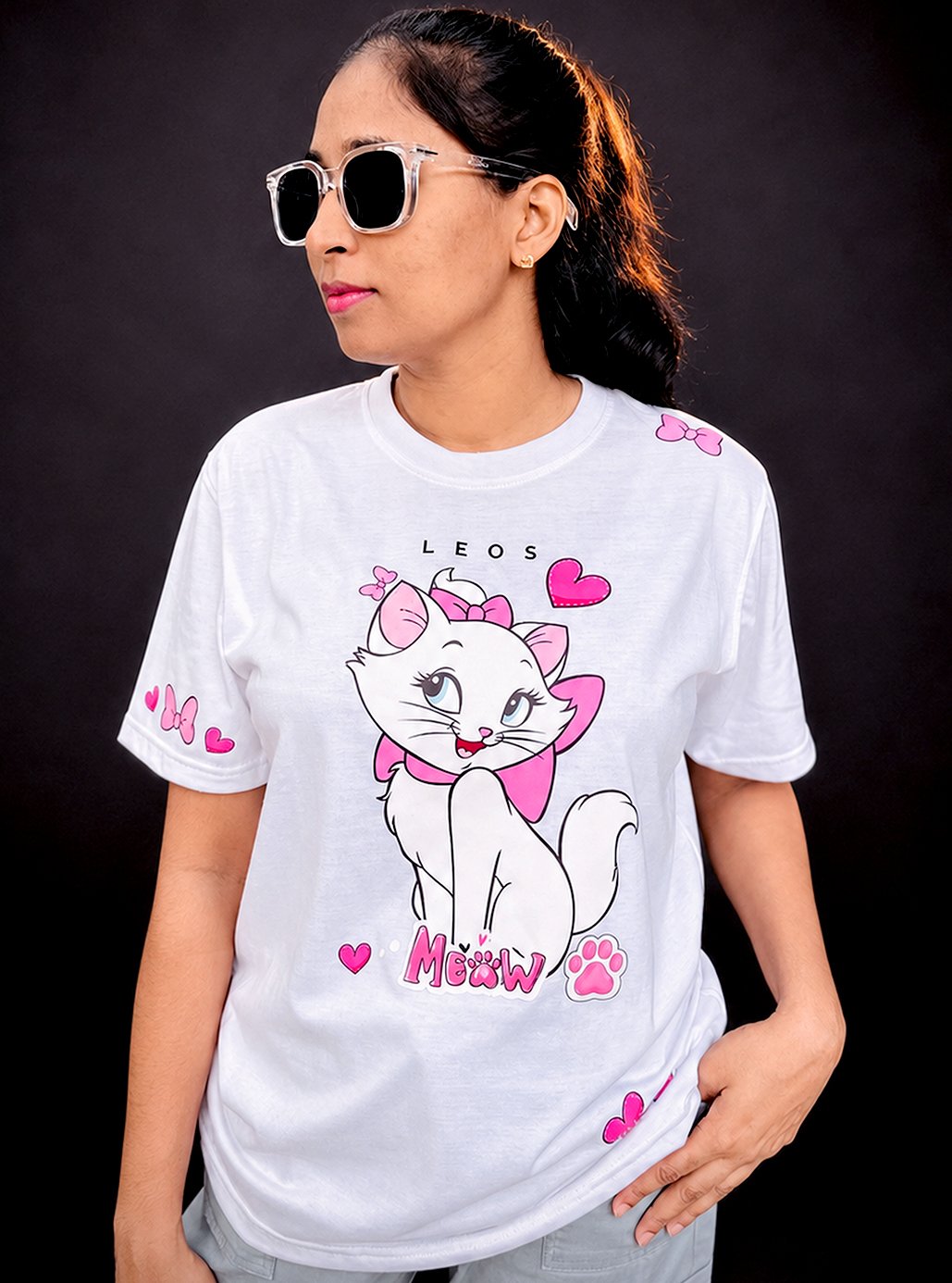 White Meow A4 Size Printed Tshirts 💗 by Leos Wear