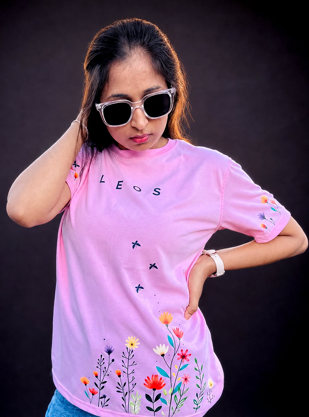 Pink Floral A4 Size Printed Tshirts 💗 by Leos Wear