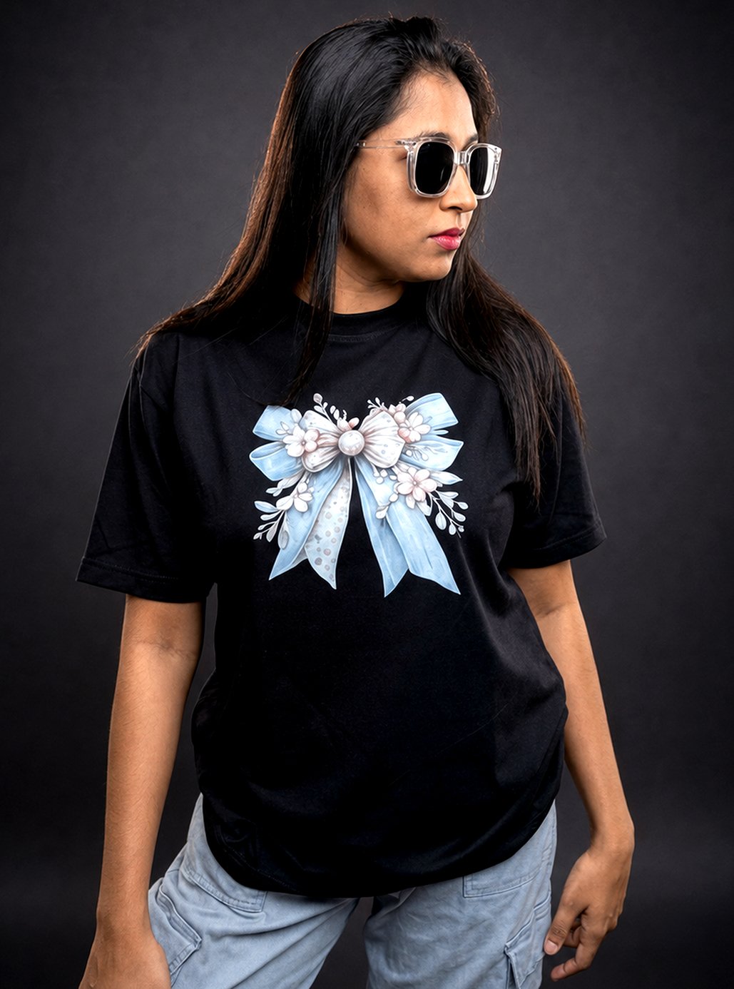 Black Bow Tshirt by Leos Wear
